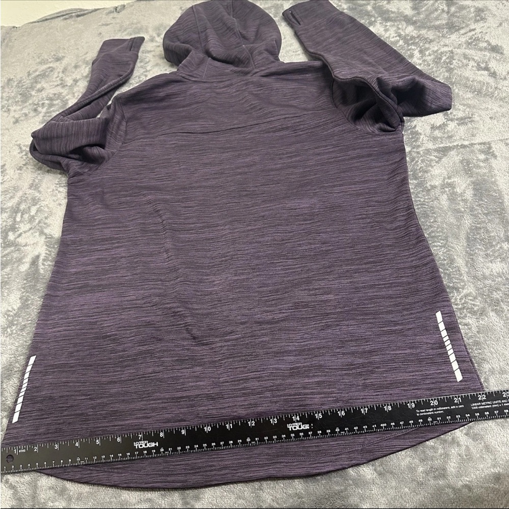 L.L. Bean Women's L REG Heathered Plum Zip Hoodie Thumb Holes Primaloft Fleece - Picture 9 of 13